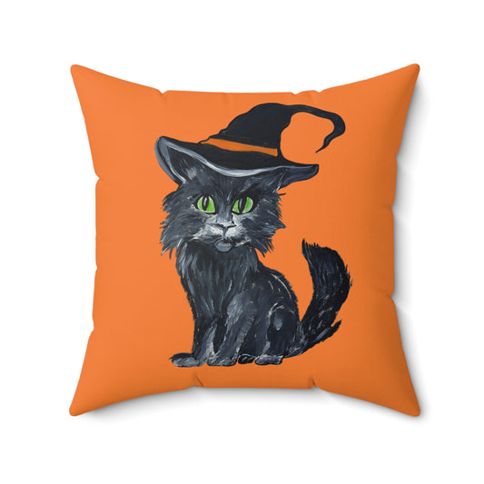 Square Pillow - Witchy Halloween Kitten Pillow