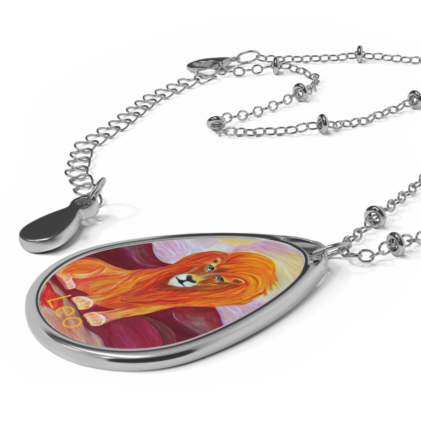 Oval Necklace, Leo Astrological Pendant, Nature Lover Gift, Everyday Elegance, Minimalist Design, Chic Treasure
