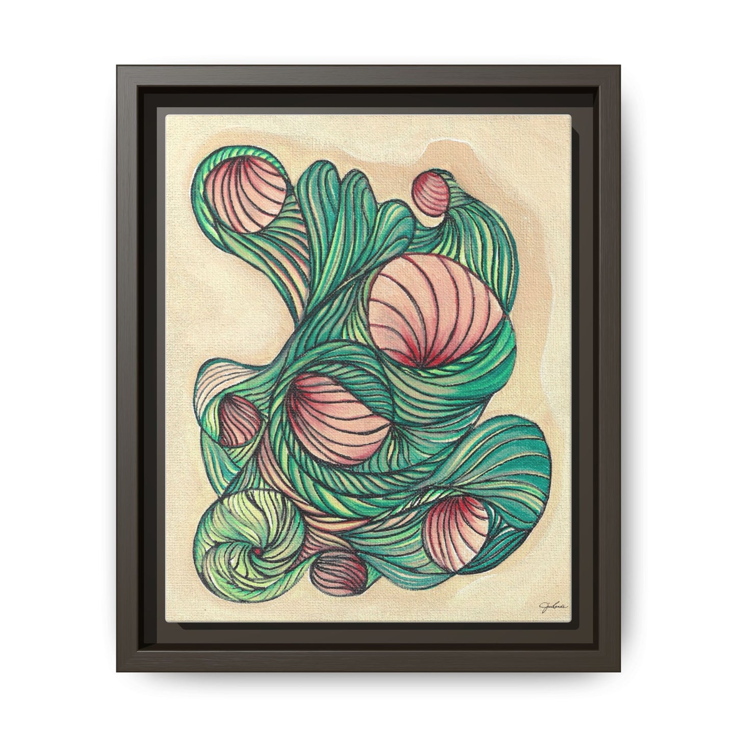 Abstract Organic Swirls Matte Canvas Framed | Botanical Line Art Wall Decor