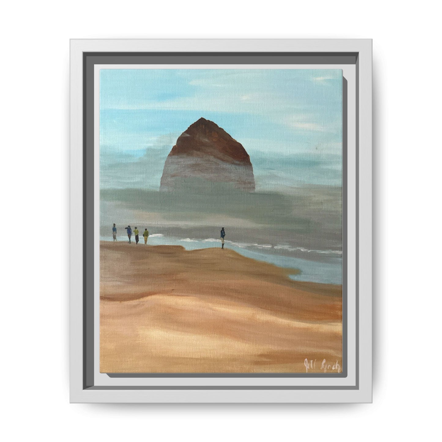 Fog Burning Off Haystack RockCanvas Print, Coastal Seascape Artwork, Pacific Northwest Wall Decor,, Haystack Rock Fog Art