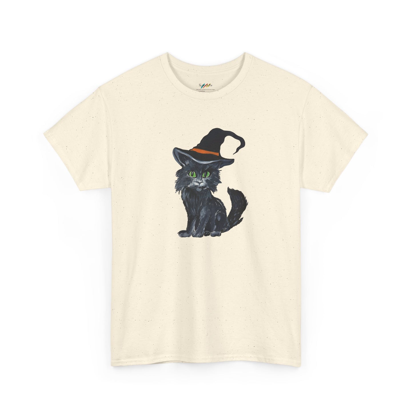 Black Cat in Witch Hat T-Shirt | Halloween Kitty Illustration
