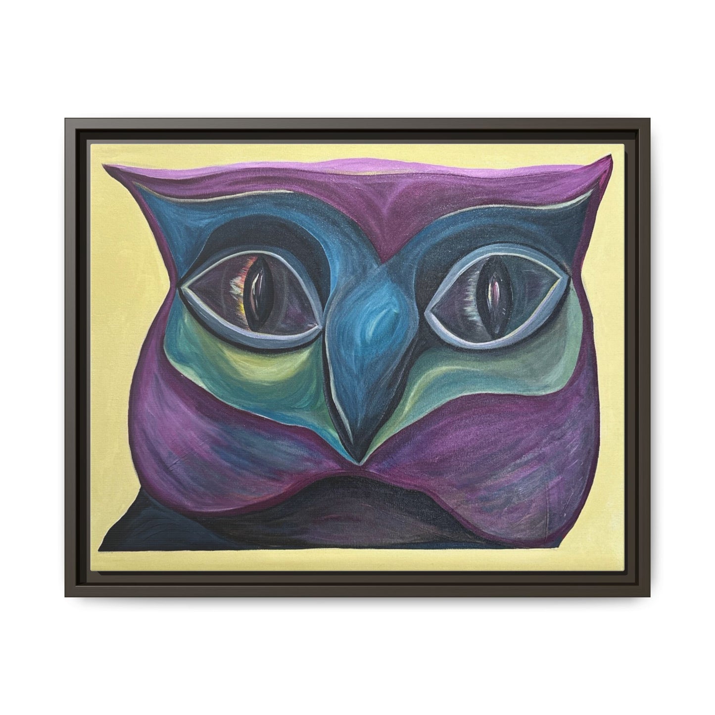 Abstract Colorful Owl Painting Matte Canvas, Framed | Modern Wall Art