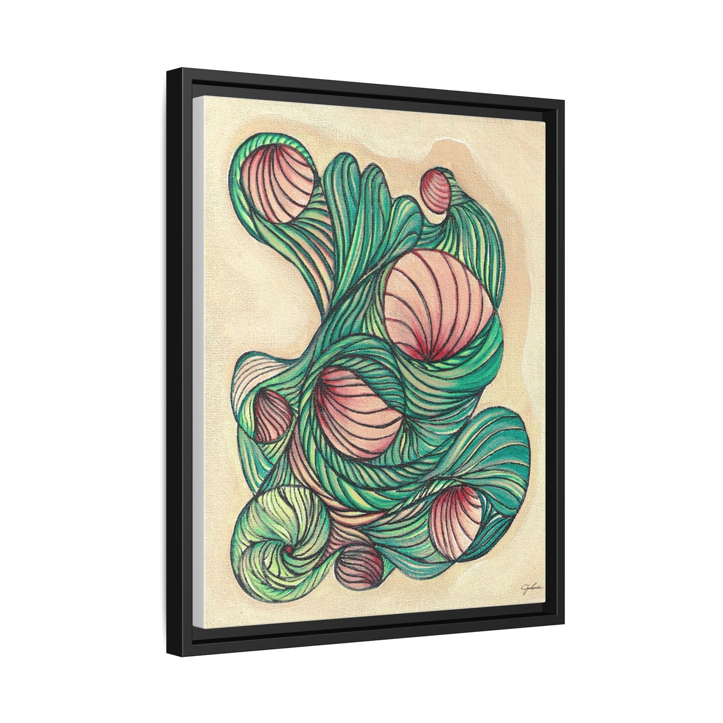 Abstract Organic Swirls Matte Canvas Framed | Botanical Line Art Wall Decor