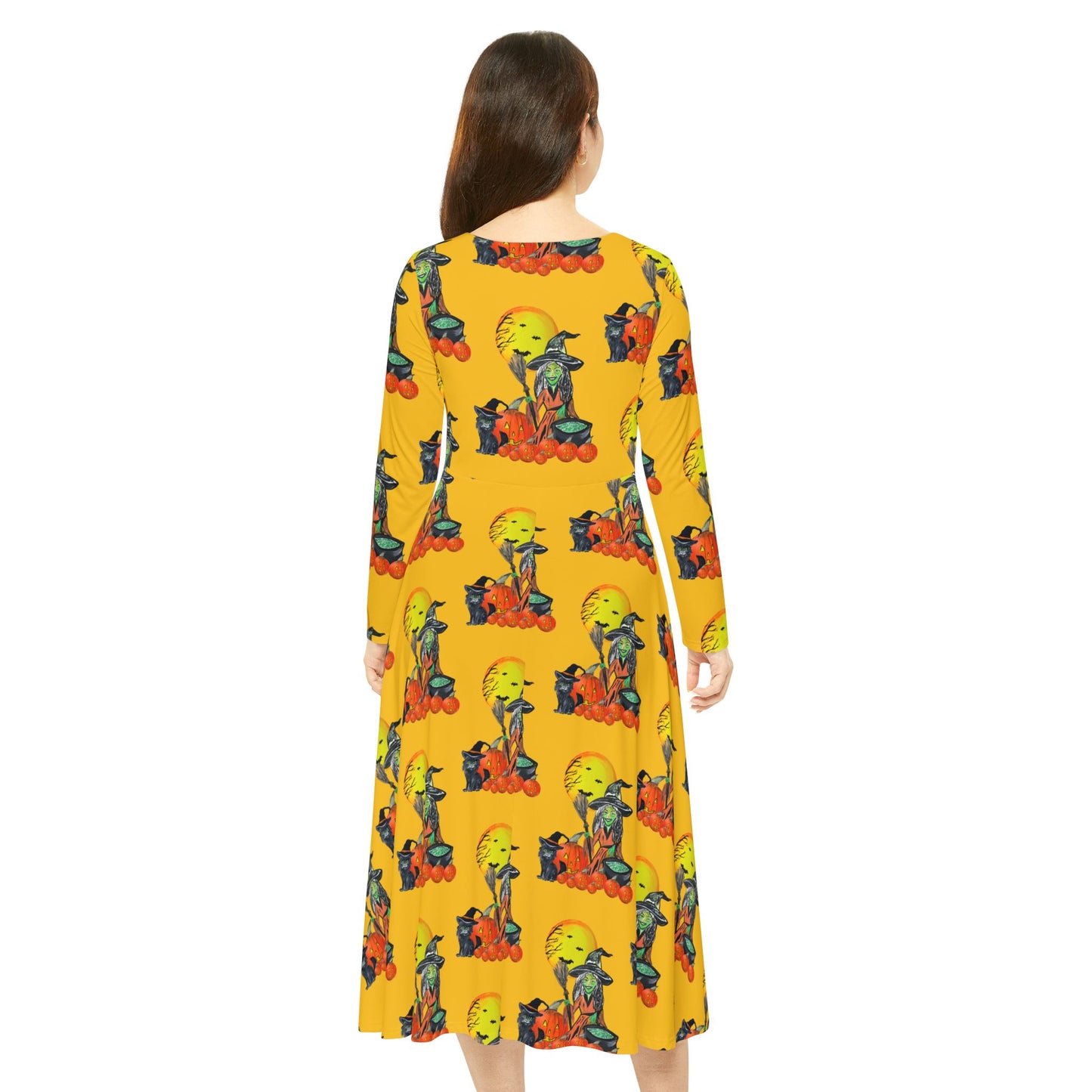 Bohemian Halloween Dance Dress, Women's Costume Party Attire, Fall Festival Outfit, Playful Chic Original Long Sleeve Dress