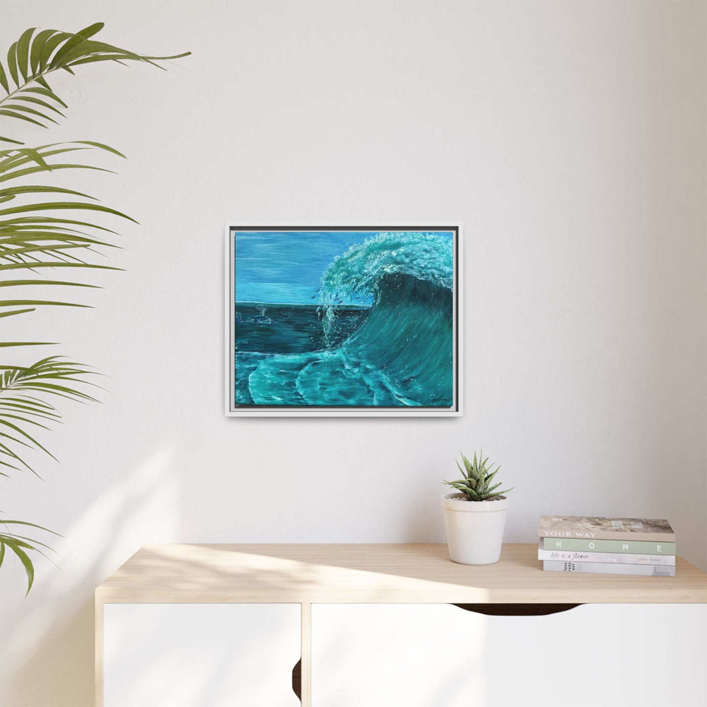 Colorful Wave at Sea Framed Canvas Print | Matte Canvas Artwork