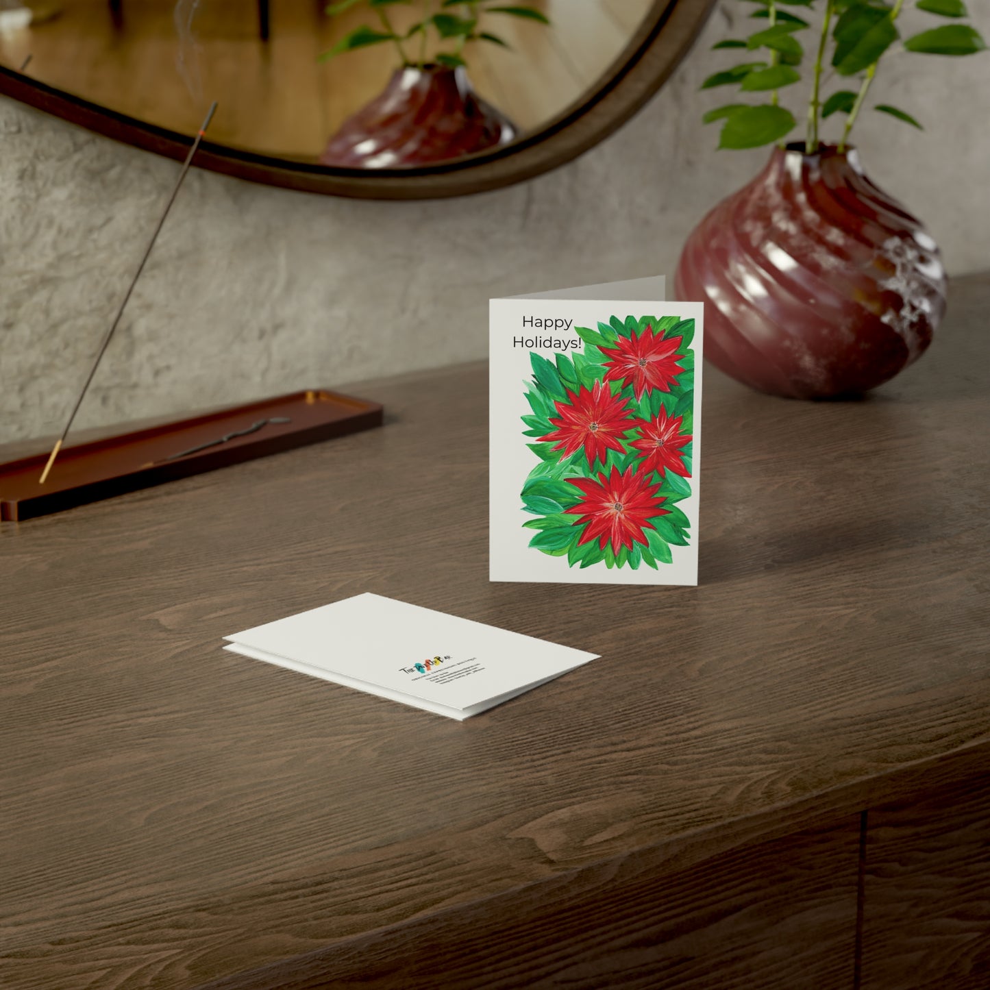 Bright Colorful Poinsettia Charming Christmas Greeting Cards | Floral Design | Ideal for Holiday Wishes, Invitations, and Seasonal Greetings