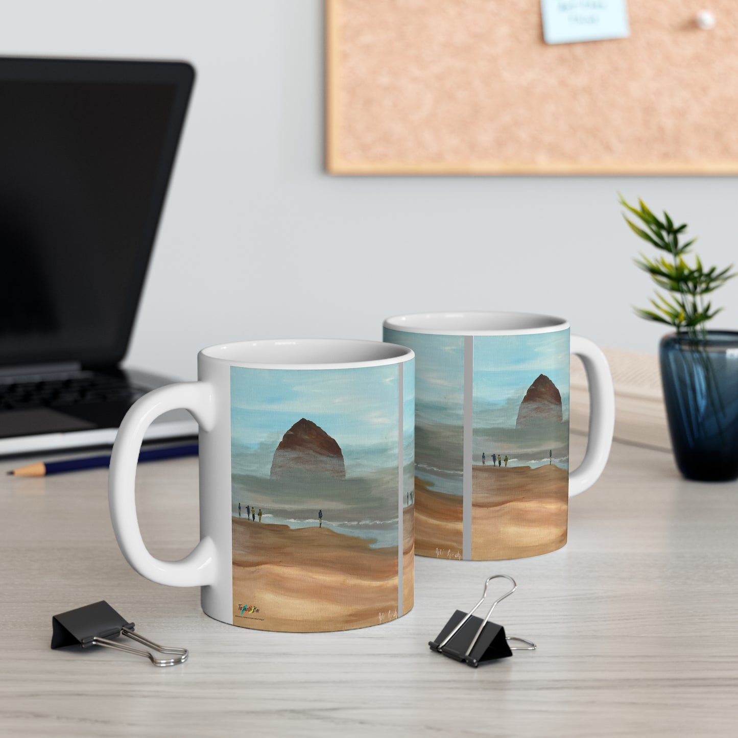 Cannon Beach Mug, 11oz - Haystack Rock Ceramic Cup for Nature Lovers, Oregon Coastal Gift, Coffee Mug Souvenir