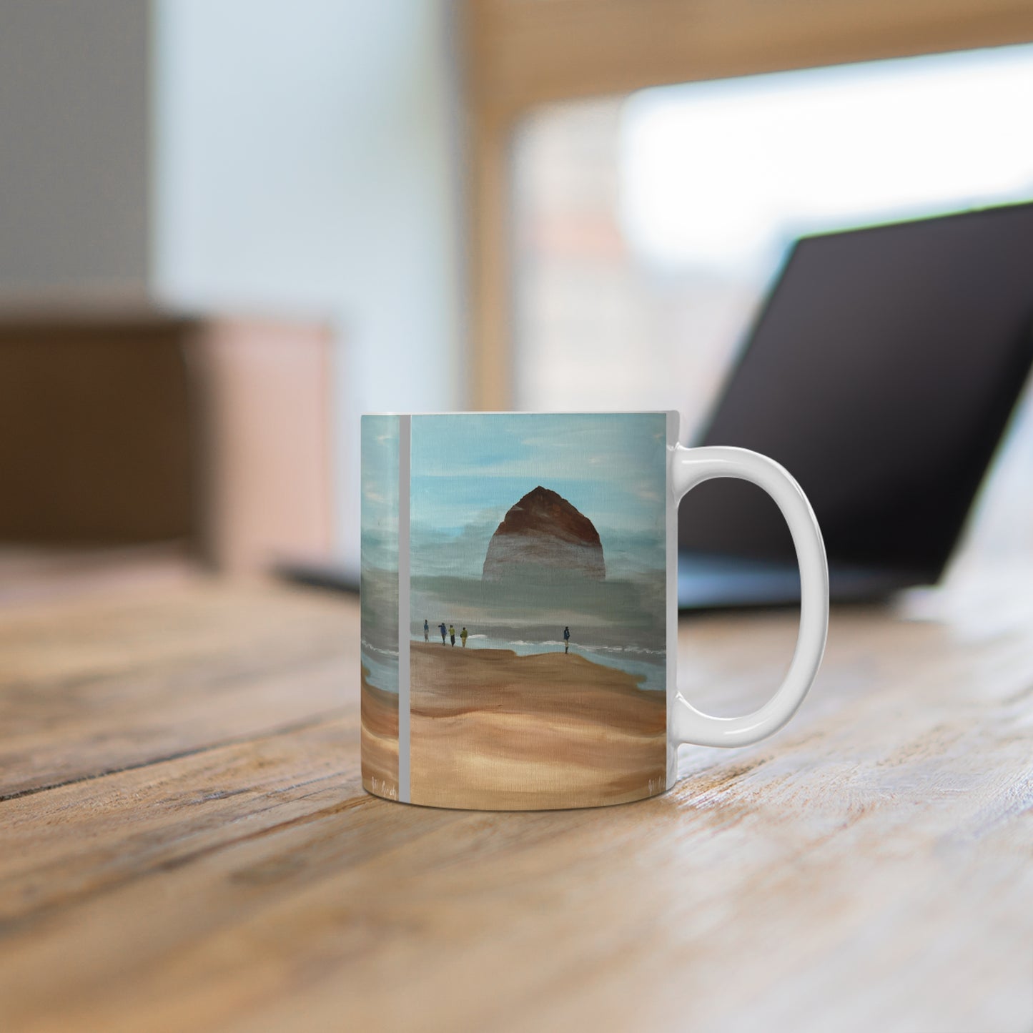 Cannon Beach Mug, 11oz - Haystack Rock Ceramic Cup for Nature Lovers, Oregon Coastal Gift, Coffee Mug Souvenir