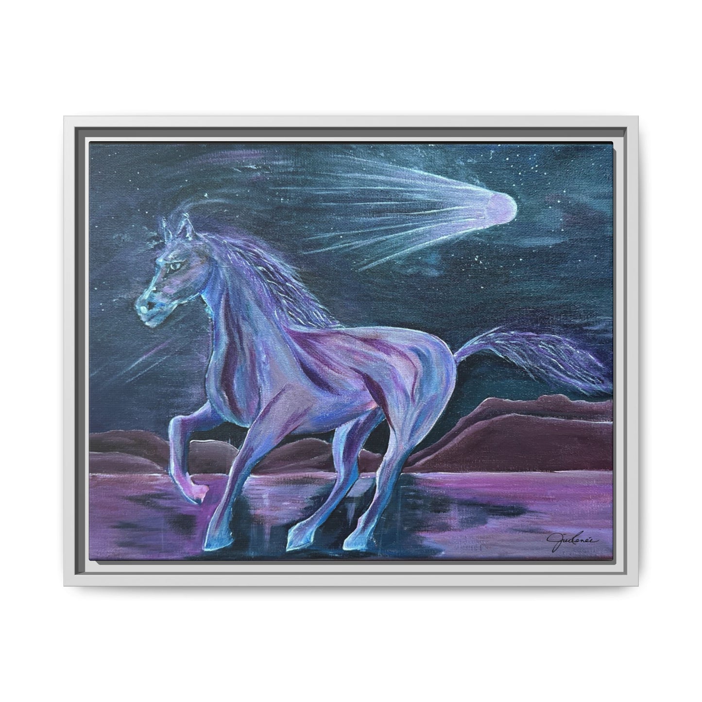 Canvas Print, Purple Horse and Comet, I Want To See You Glow, Framed Wall Art, Ethereal Art, Acrylic Art, Matte Canvas Print, Multi-color,