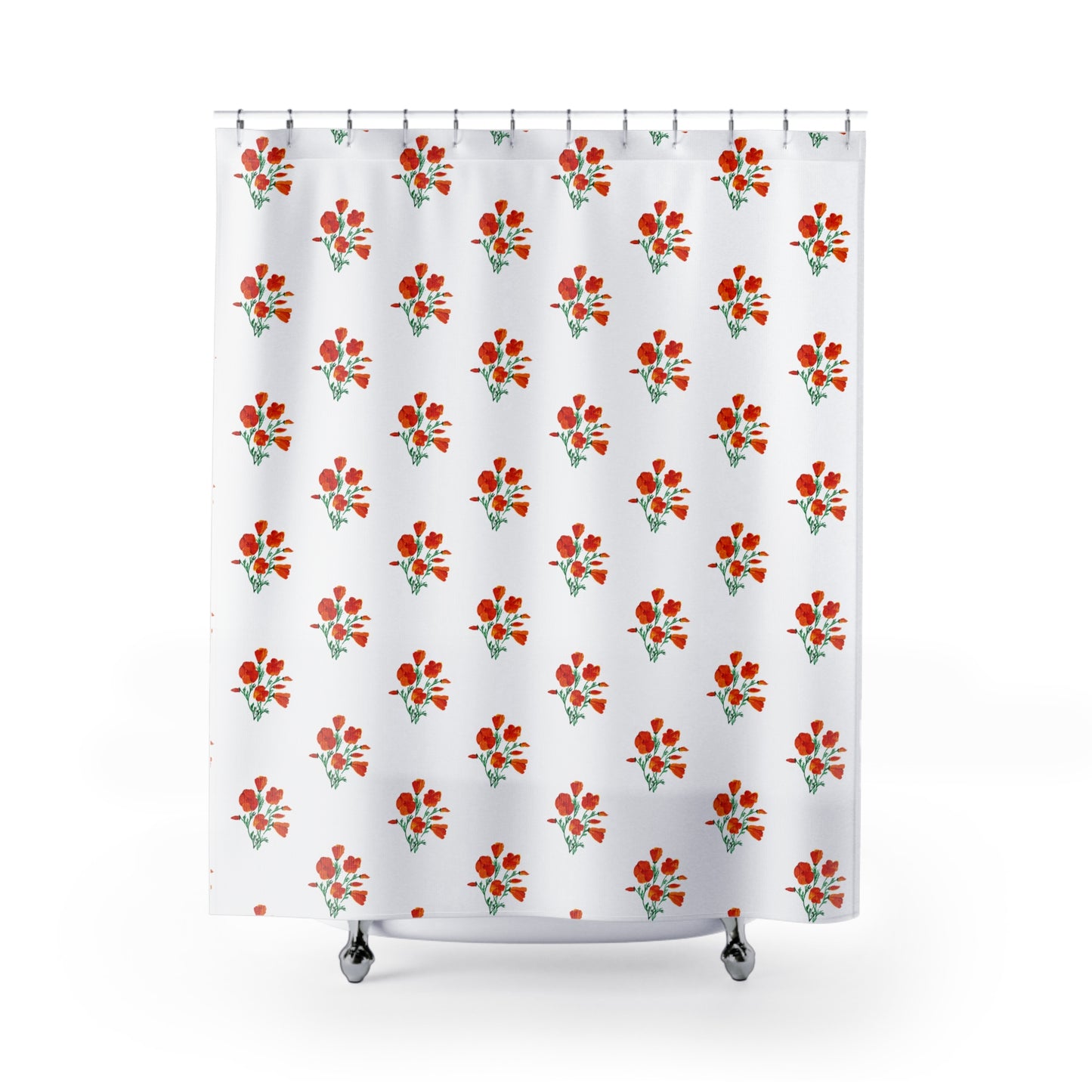 California Poppies Shower Curtain, Floral Bathroom Decor, Home Improvement, Housewarming Gift, Elegant Floral Bathroom Accessory, Bathroom