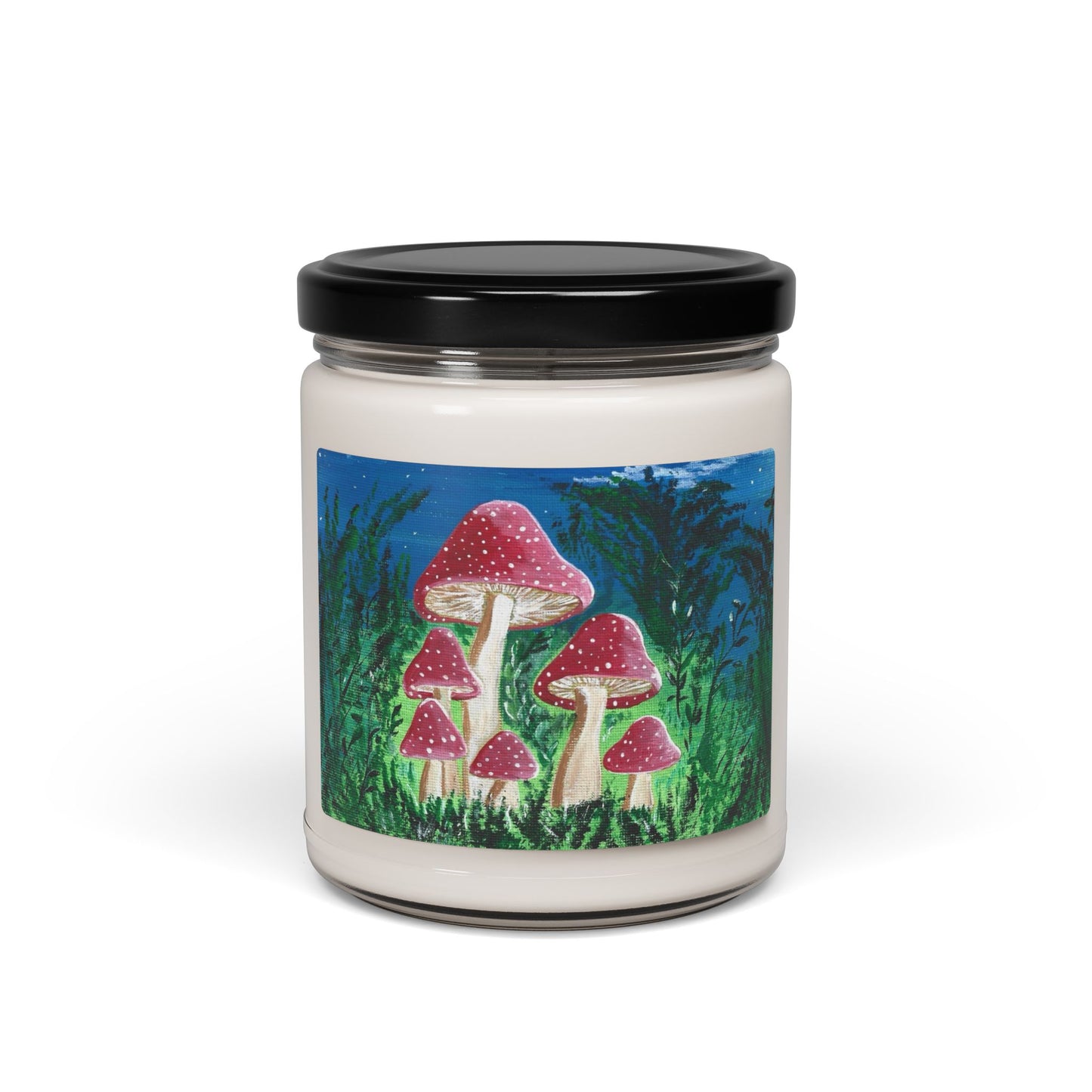 Magically Moonlit Mushroom Candle 9oz soy jar | Jill Renee art