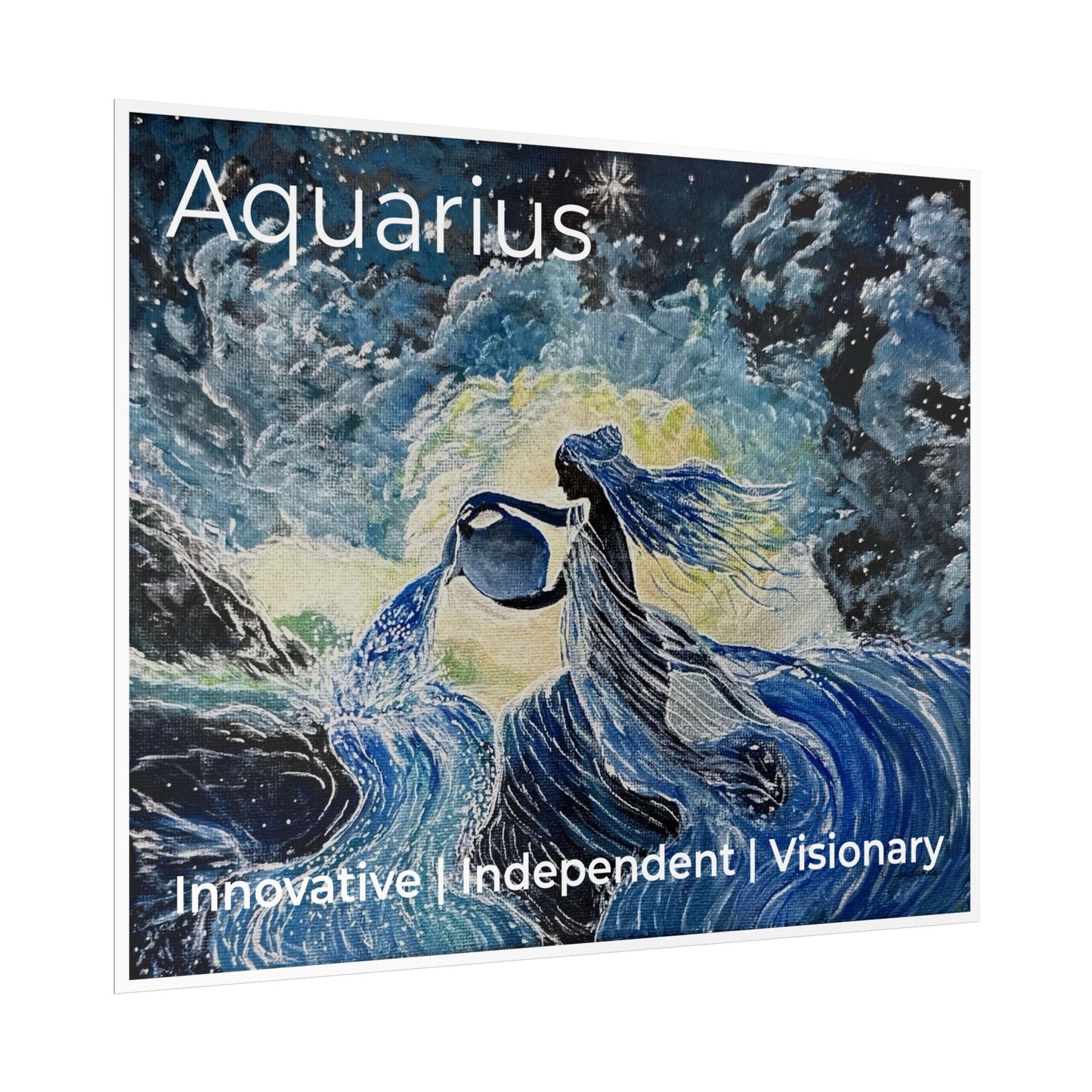 Celestial Aquarius Poster, Zodiac Wall Art, Astrology Room Decor, Horoscope Print, Celestial Home Decor, Astrological Sign Poster