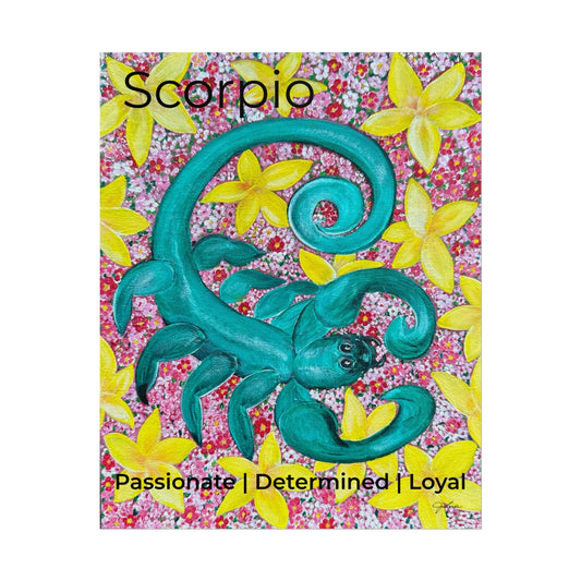 Zodiac Sign  Scorpio Poster | Rolled Posters, Floral Yellow Background
