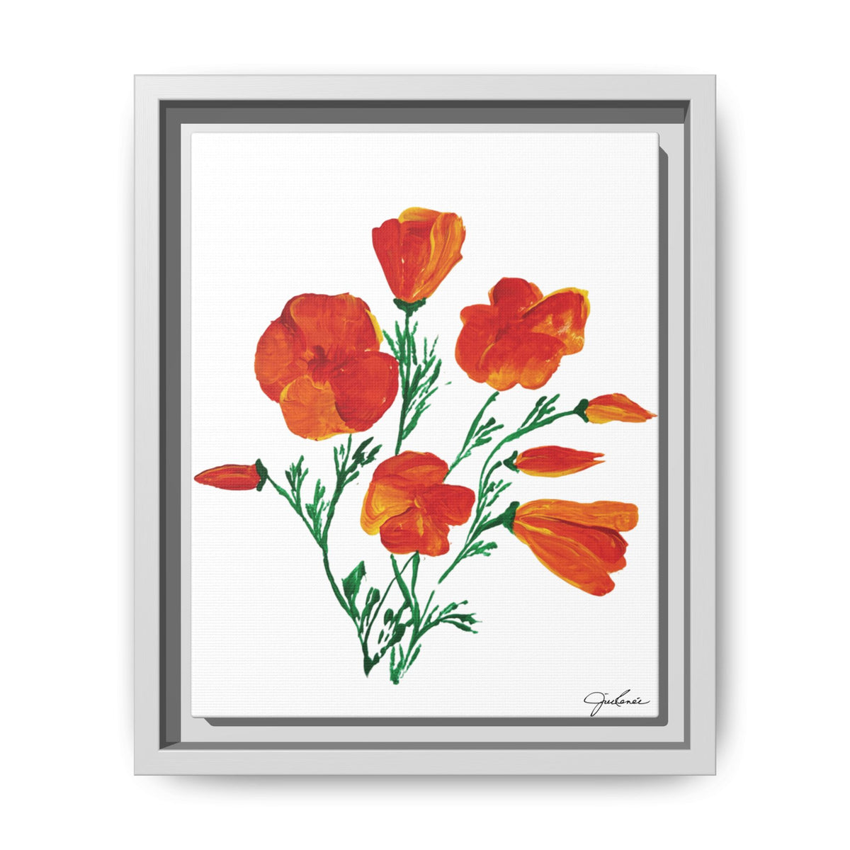 Framed Canvas Print, California Poppies - Print Wall Art - Home Decor, Matte Canvas, Multi-color Floral Artwork, Botanical Picture Gift
