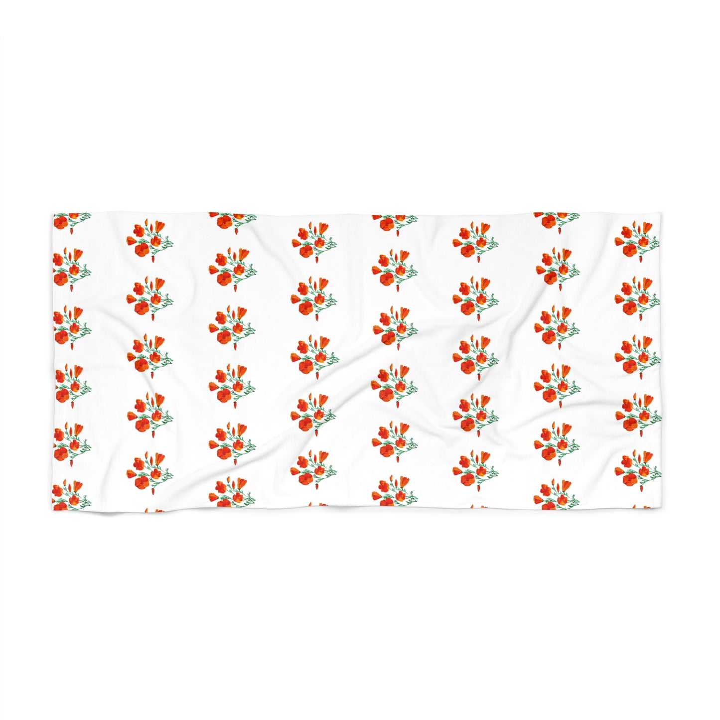 California Poppies Floral Beach Towel - Large Bath Towel, Flower Design Towel, Versatile Floral Print, Beautiful Beach Blanket, Floral
