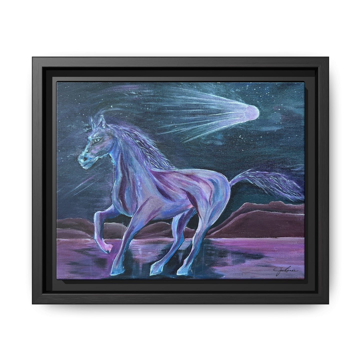 Canvas Print, Purple Horse and Comet, I Want To See You Glow, Framed Wall Art, Ethereal Art, Acrylic Art, Matte Canvas Print, Multi-color,
